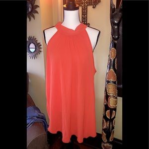 Love J Orange sheer sleeveless blouse